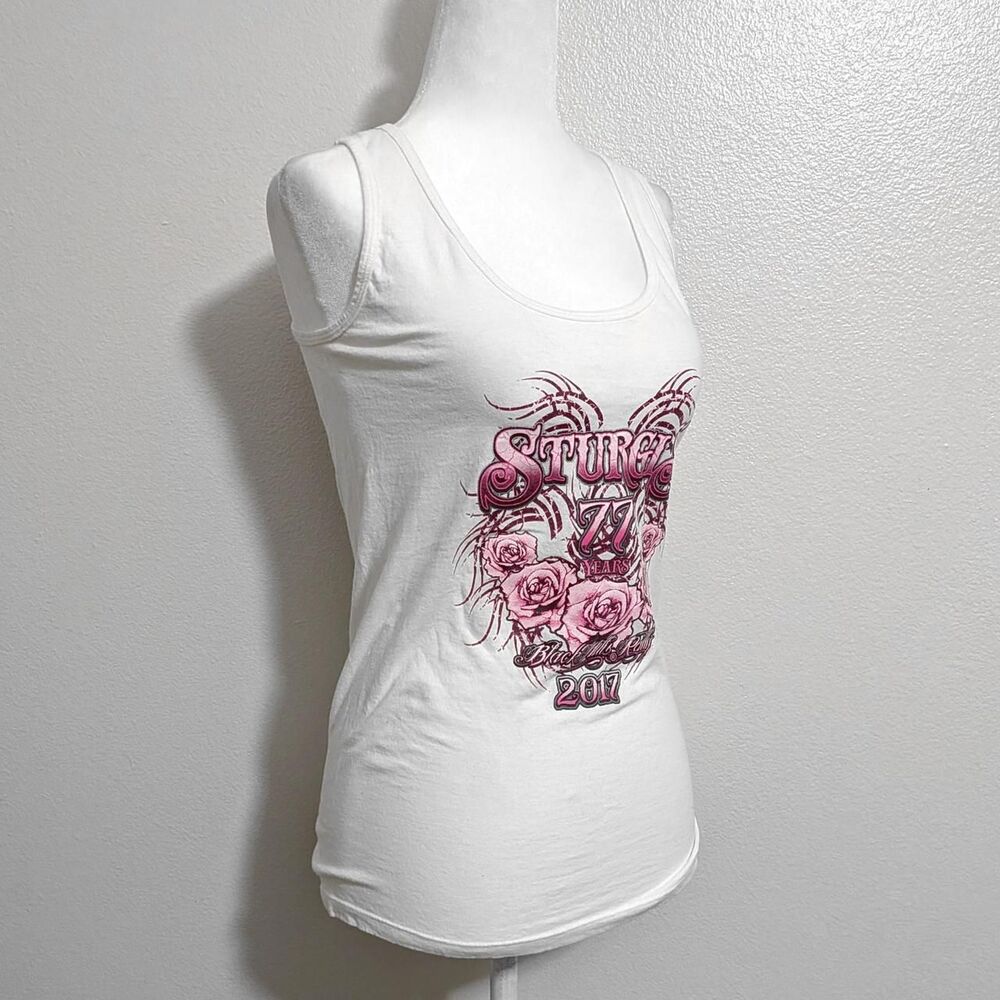 Sturgis White & Pink Grunge Y2K Style Angel Wing Graphic Tank Top | Size M - Picture 3 of 5